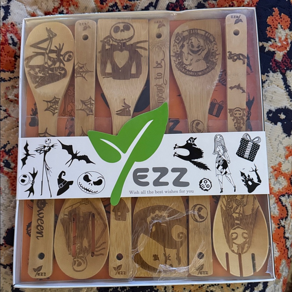 Halloween Bamboo Cooking Utensil Set - Brown